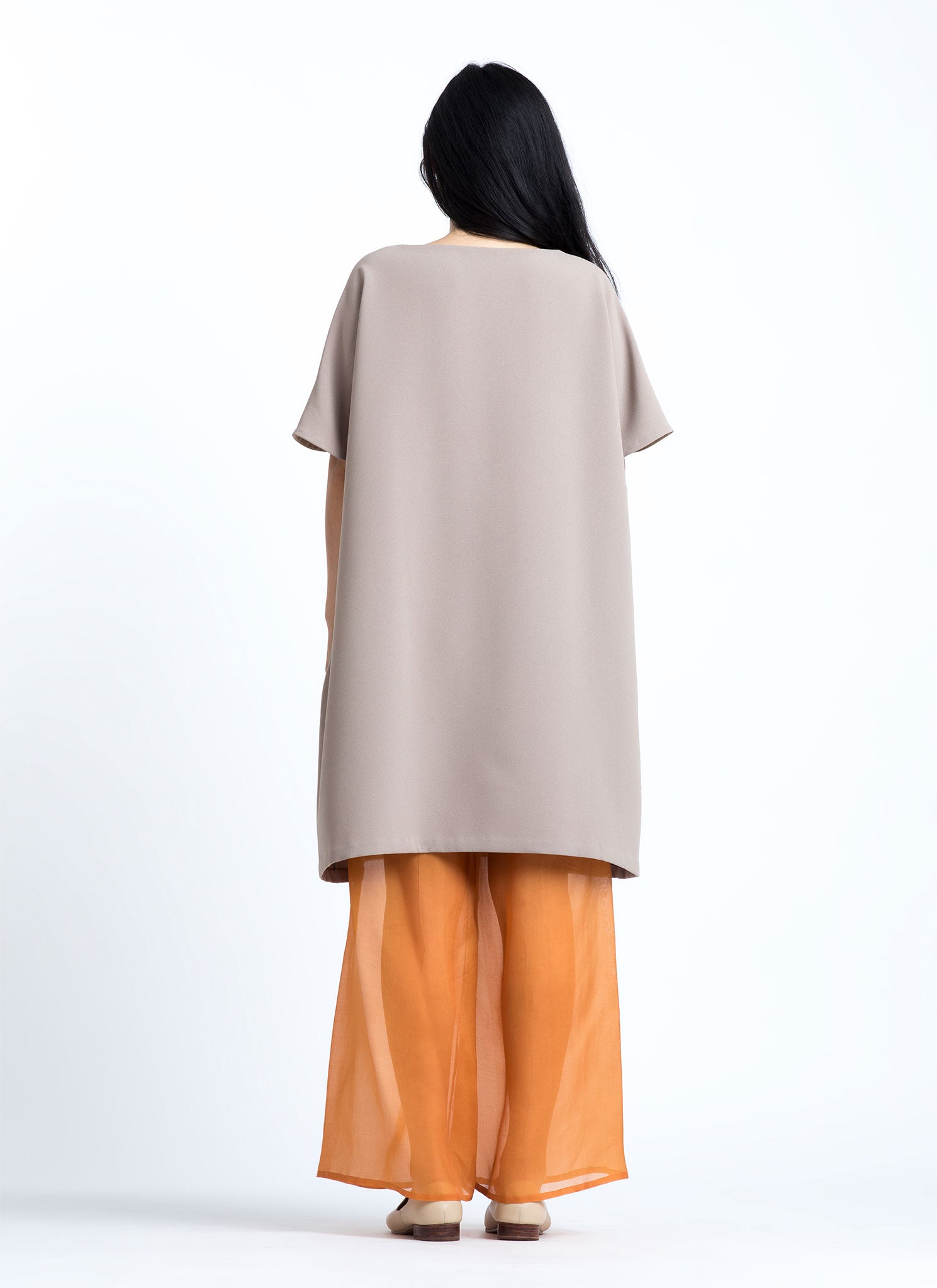 Jam Short Sleeve Front Seam Midi Dress/Tunic - Dark Cream Jam Short Sleeve Front Seam Midi Dress/Tunic - Dark Cream