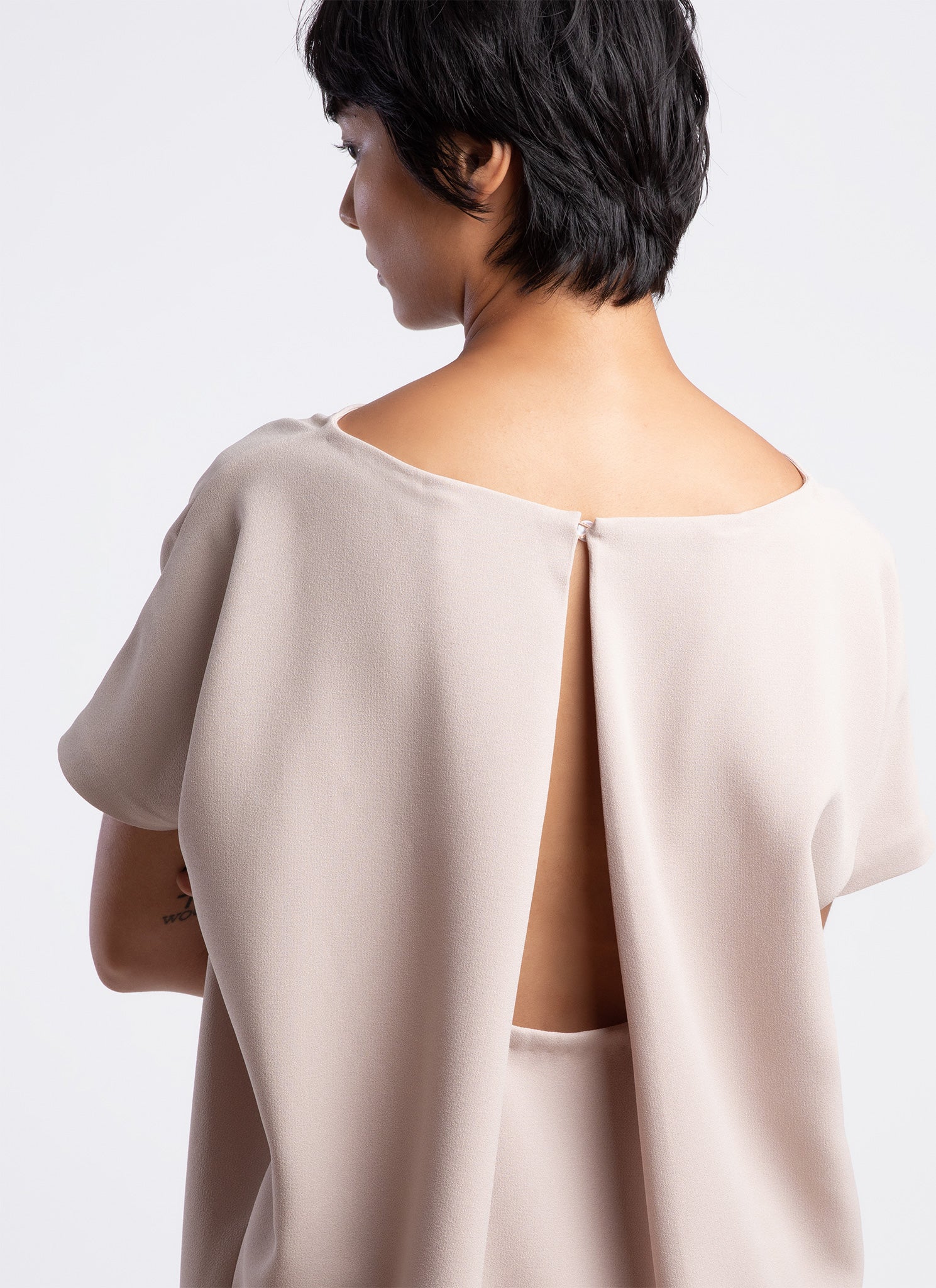 KAAREM - Angle Mini Dolman Open Back Dress - Cream