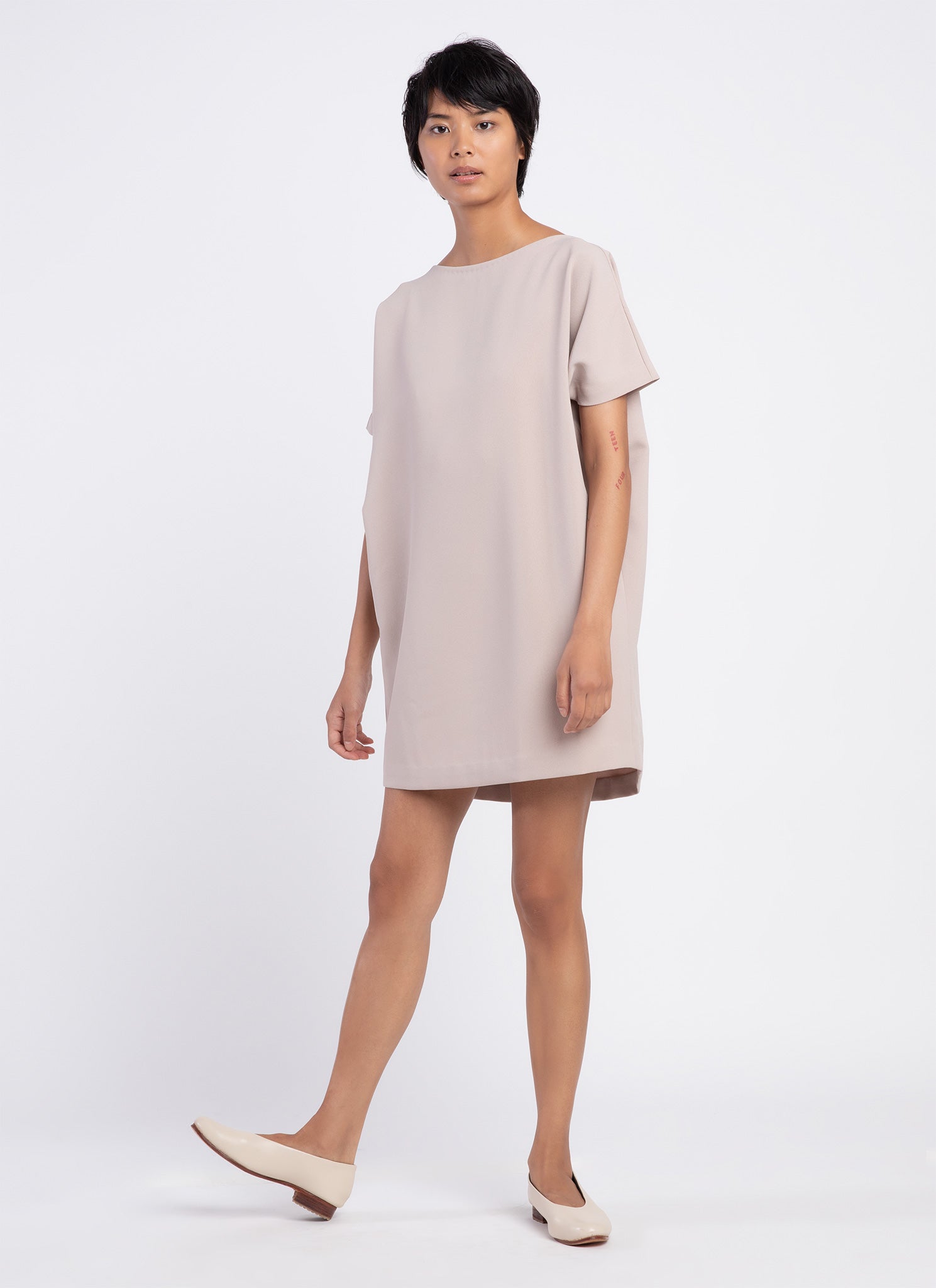 KAAREM - Angle Mini Dolman Open Back Dress - Cream KAAREM - Angle Mini Dolman Open Back Dress - Cream