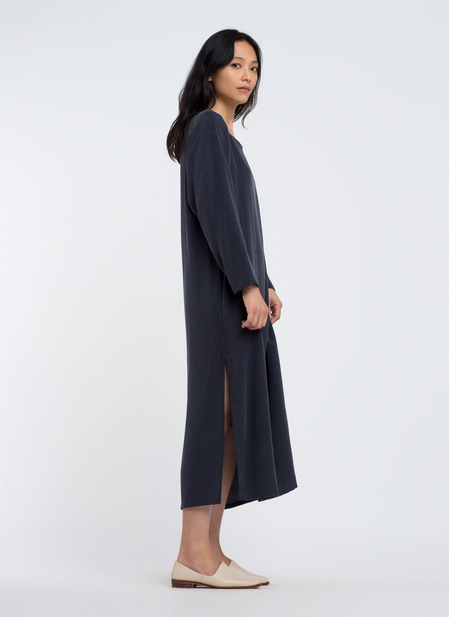 KAAREM - Camellia Side Slit Midi Dress - Dark Blue KAAREM - Camellia Side Slit Midi Dress - Dark Blue
