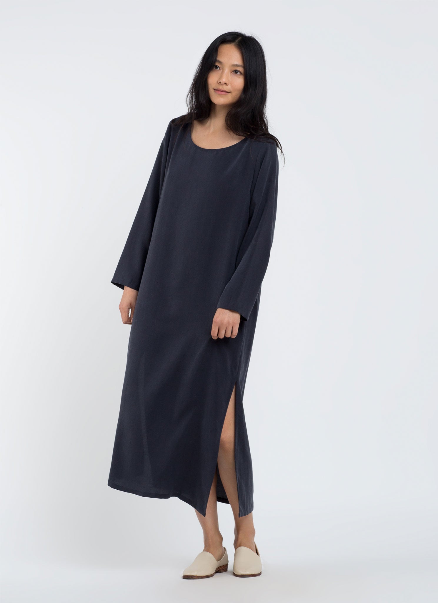 knee length dresses for ladies Echo Recycled Crepe Ring Midi Dress- Camellia Pink – Rooted Boutique
