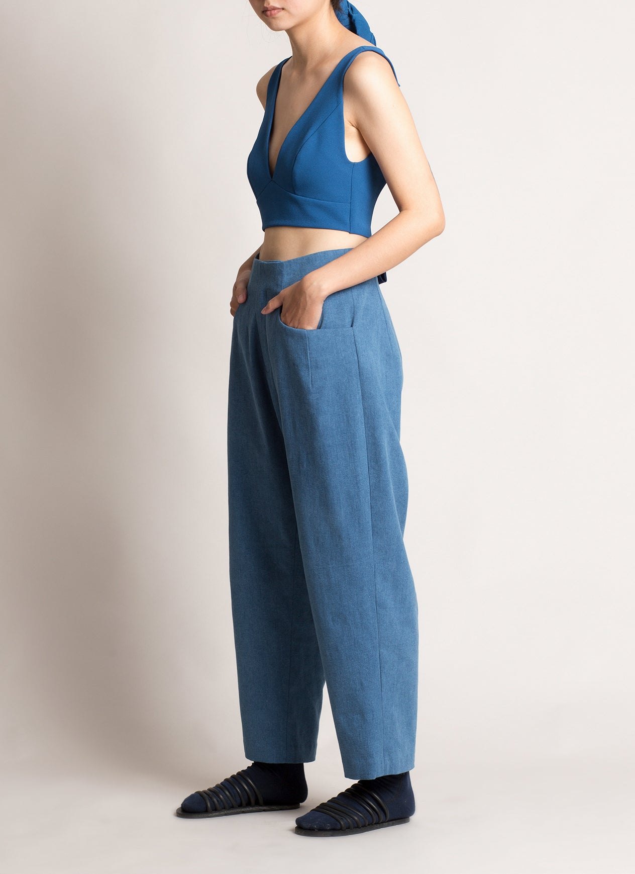 KAAREM - Penta Fold Relaxed Tapered Denim Pant - Light Blue II