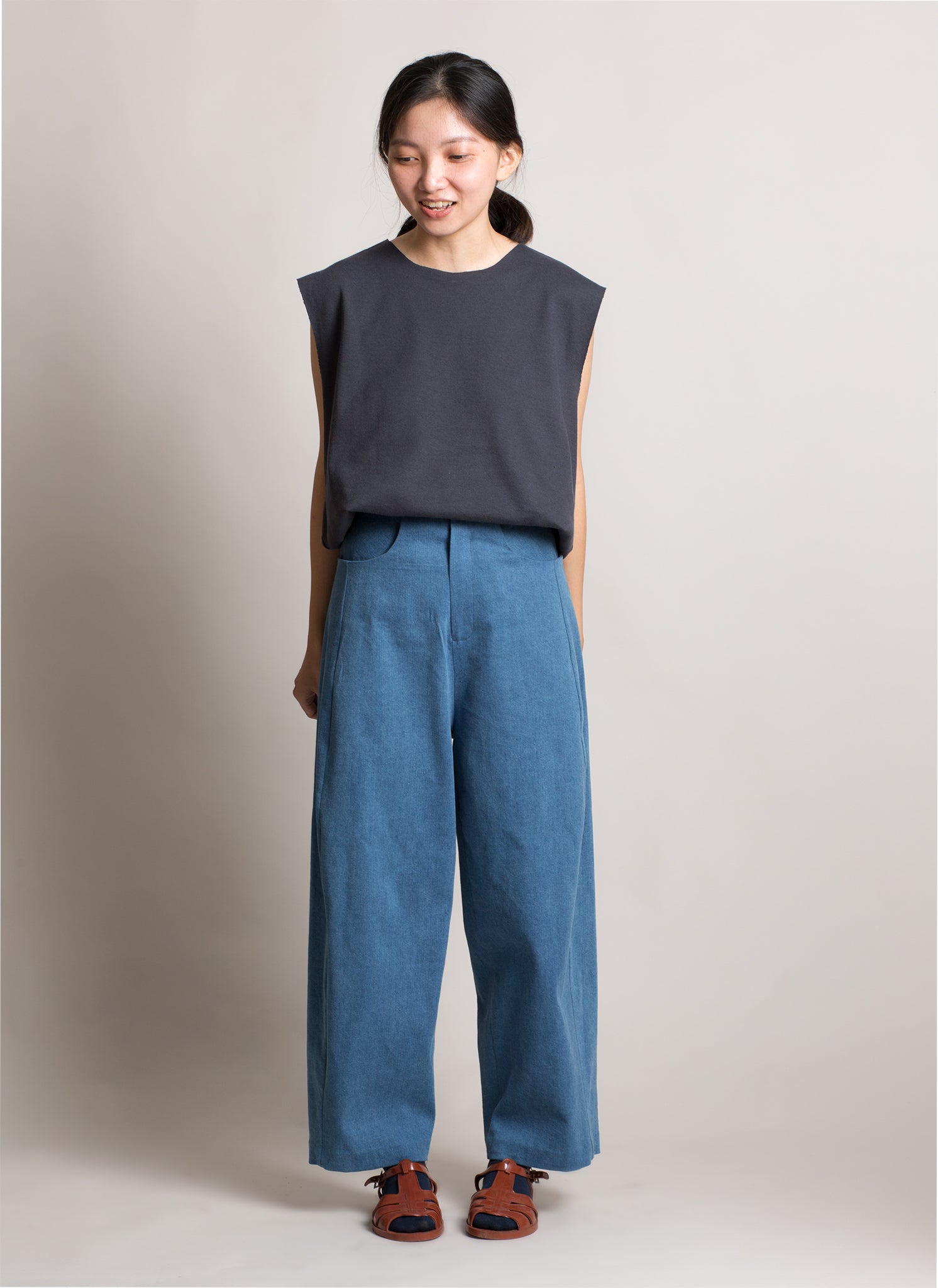 KAAREM - Sky Grain Relaxed Wide Denim Pant (Unisex) - Light Blue II