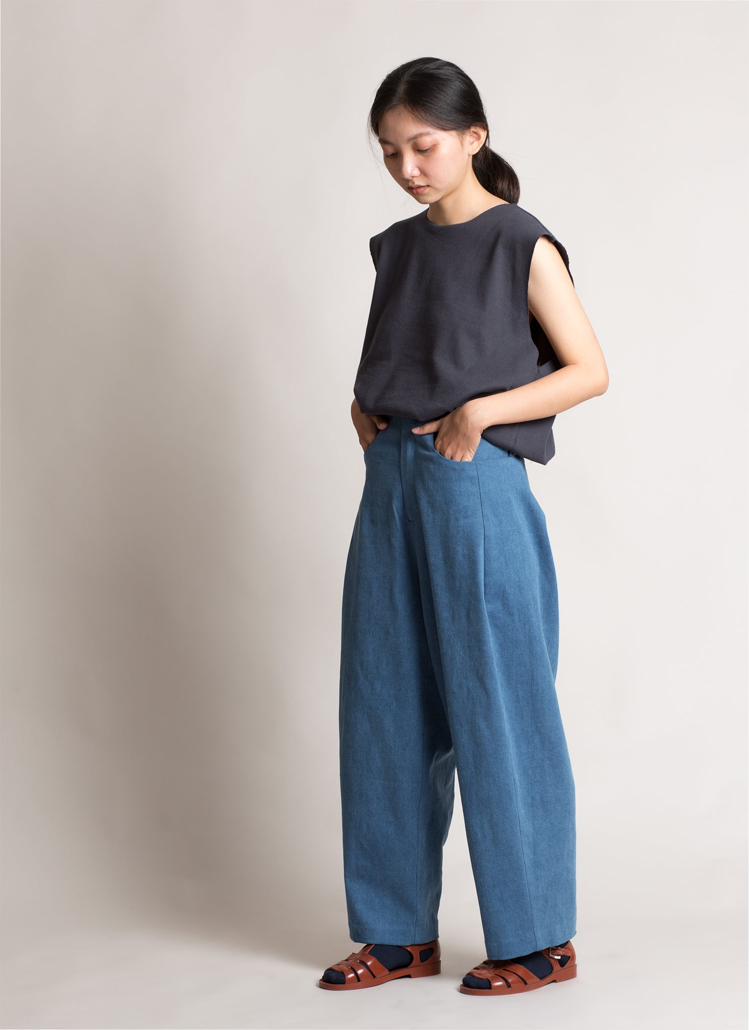 KAAREM - Sky Grain Relaxed Wide Denim Pant (Unisex) - Light Blue II