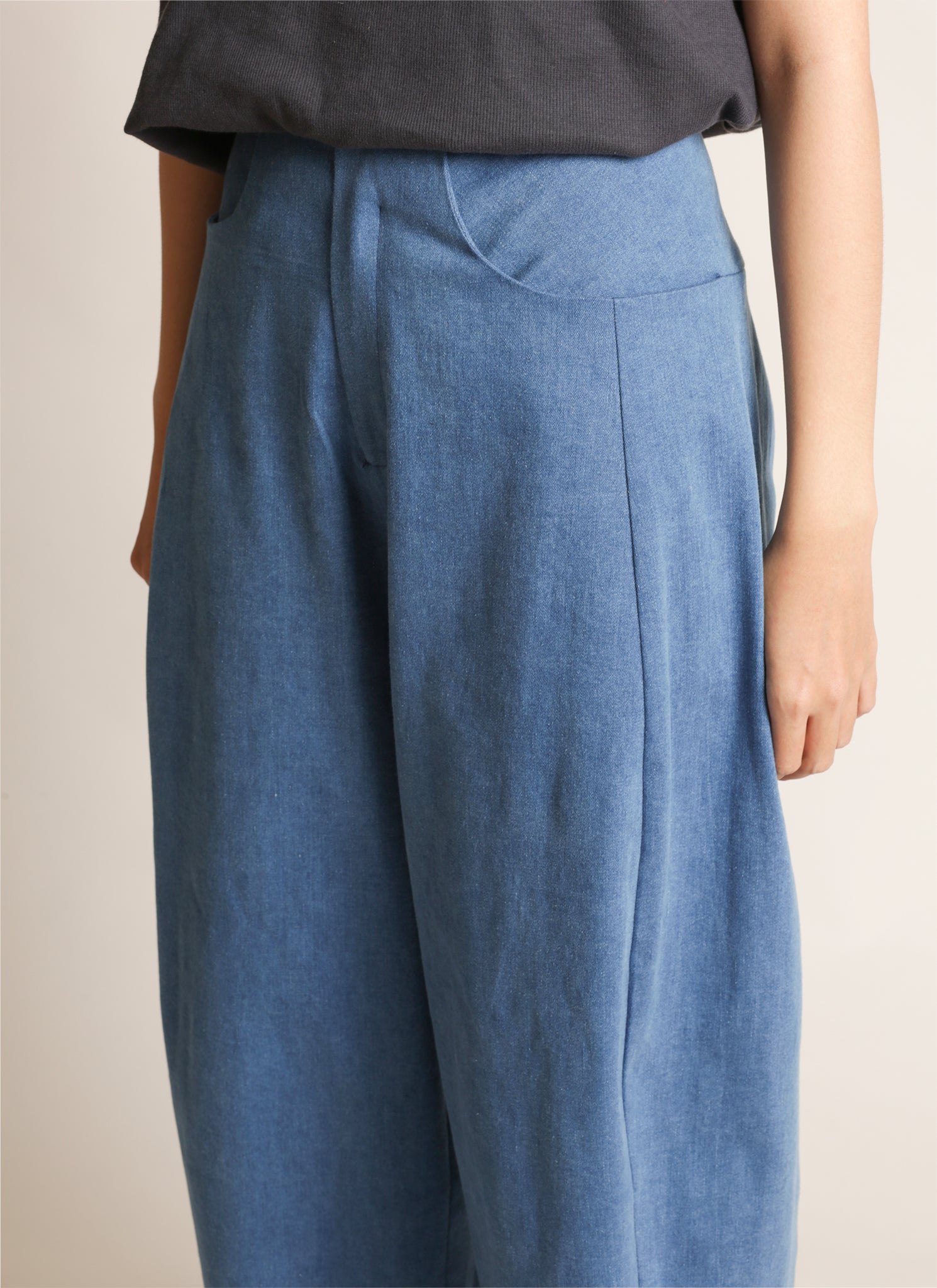 KAAREM - Sky Grain Relaxed Wide Denim Pant (Unisex) - Light Blue II
