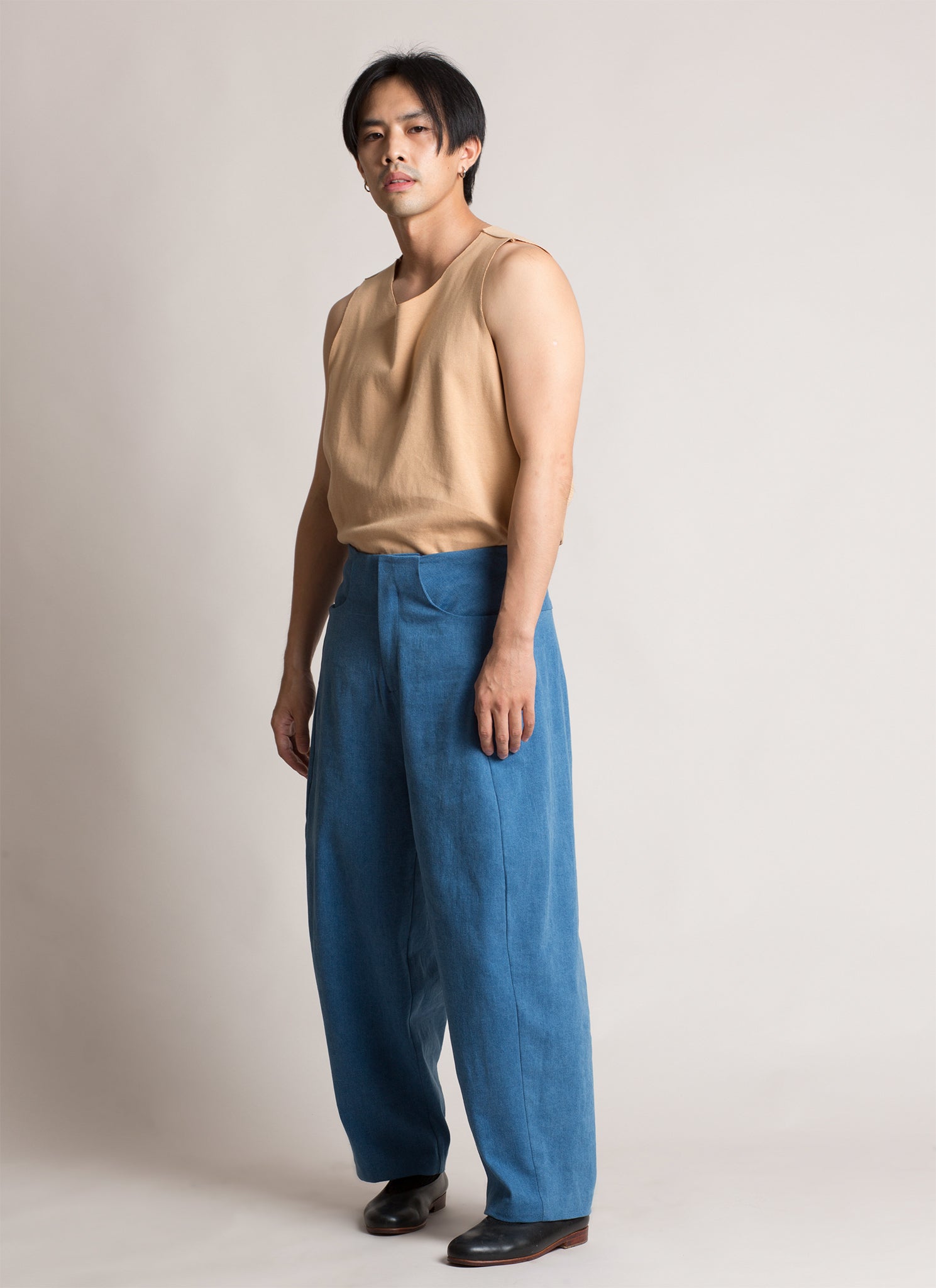 KAAREM - Sky Grain Relaxed Wide Denim Pant (Unisex) - Light Blue II