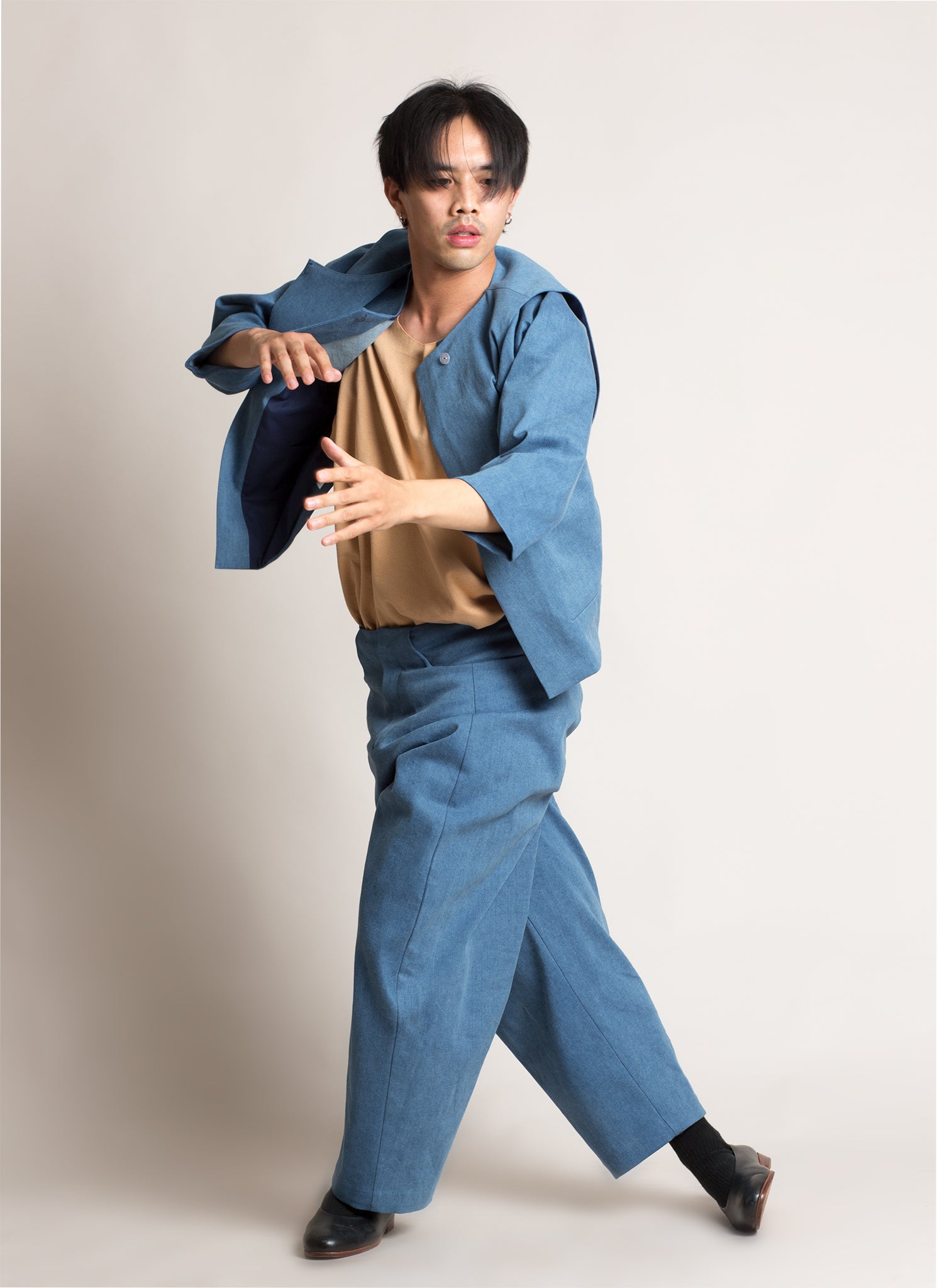 KAAREM - Sky Grain Relaxed Wide Denim Pant (Unisex) - Light Blue II