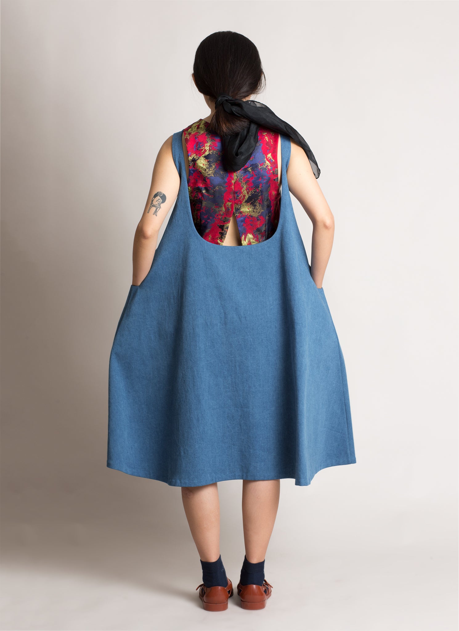 Symmetry Overall Pocket Skirt Dress Light Blue II