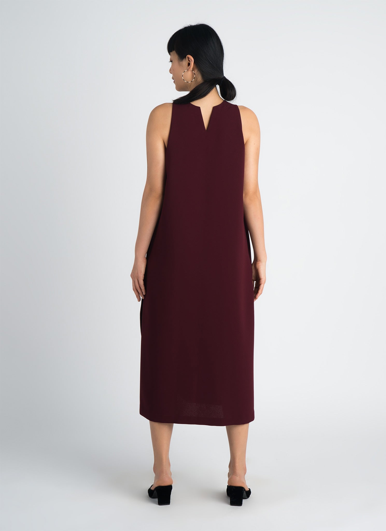 KAAREM - Mango Pine Overlap Side Slit Midi Dress - Burgundy KAAREM - Mango Pine Overlap Side Slit Midi Dress - Burgundy