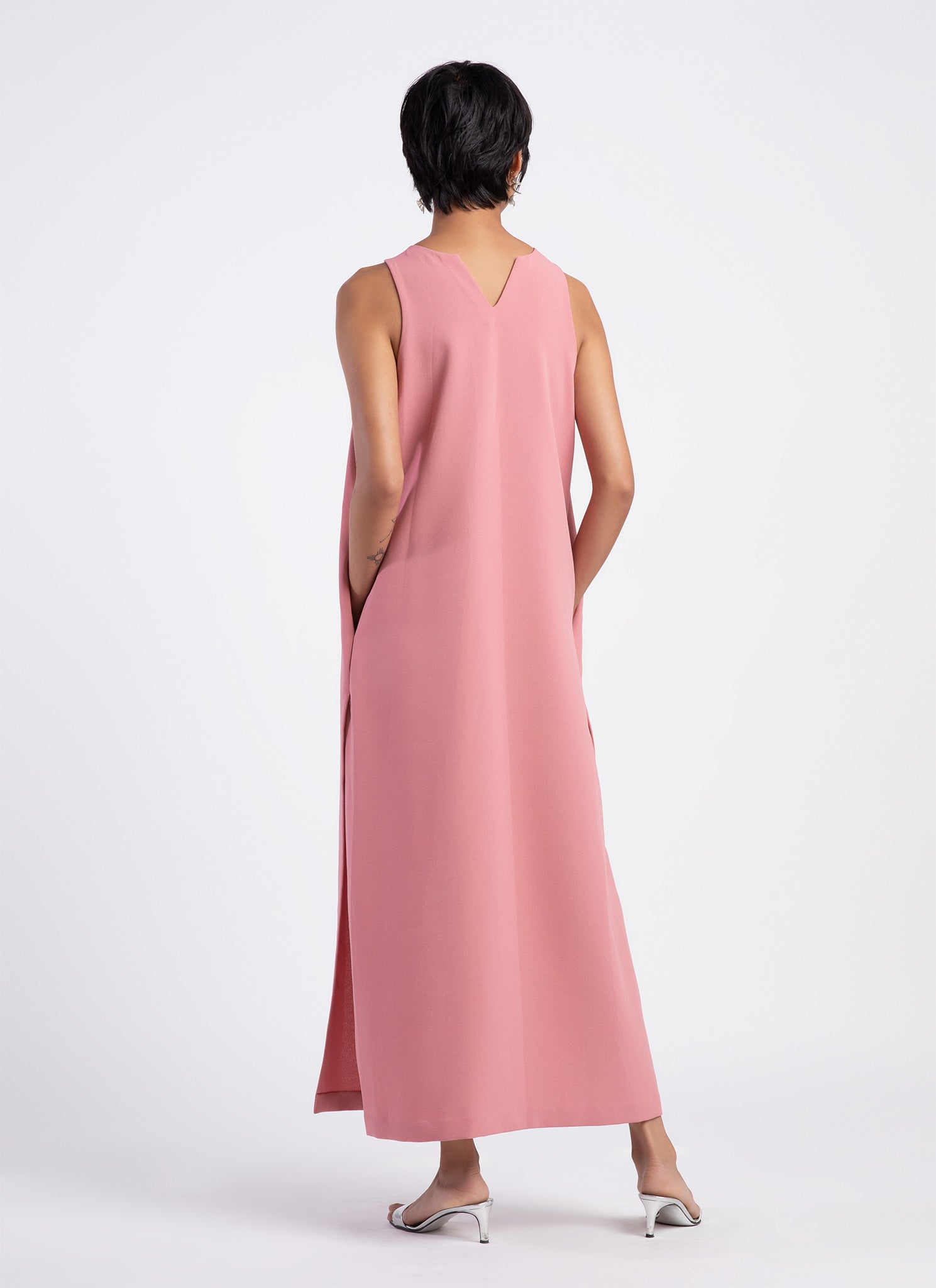 KAAREM - Mango Pine Overlap Side Slit Maxi Dress - Sunset Pink KAAREM - Mango Pine Overlap Side Slit Maxi Dress - Sunset Pink