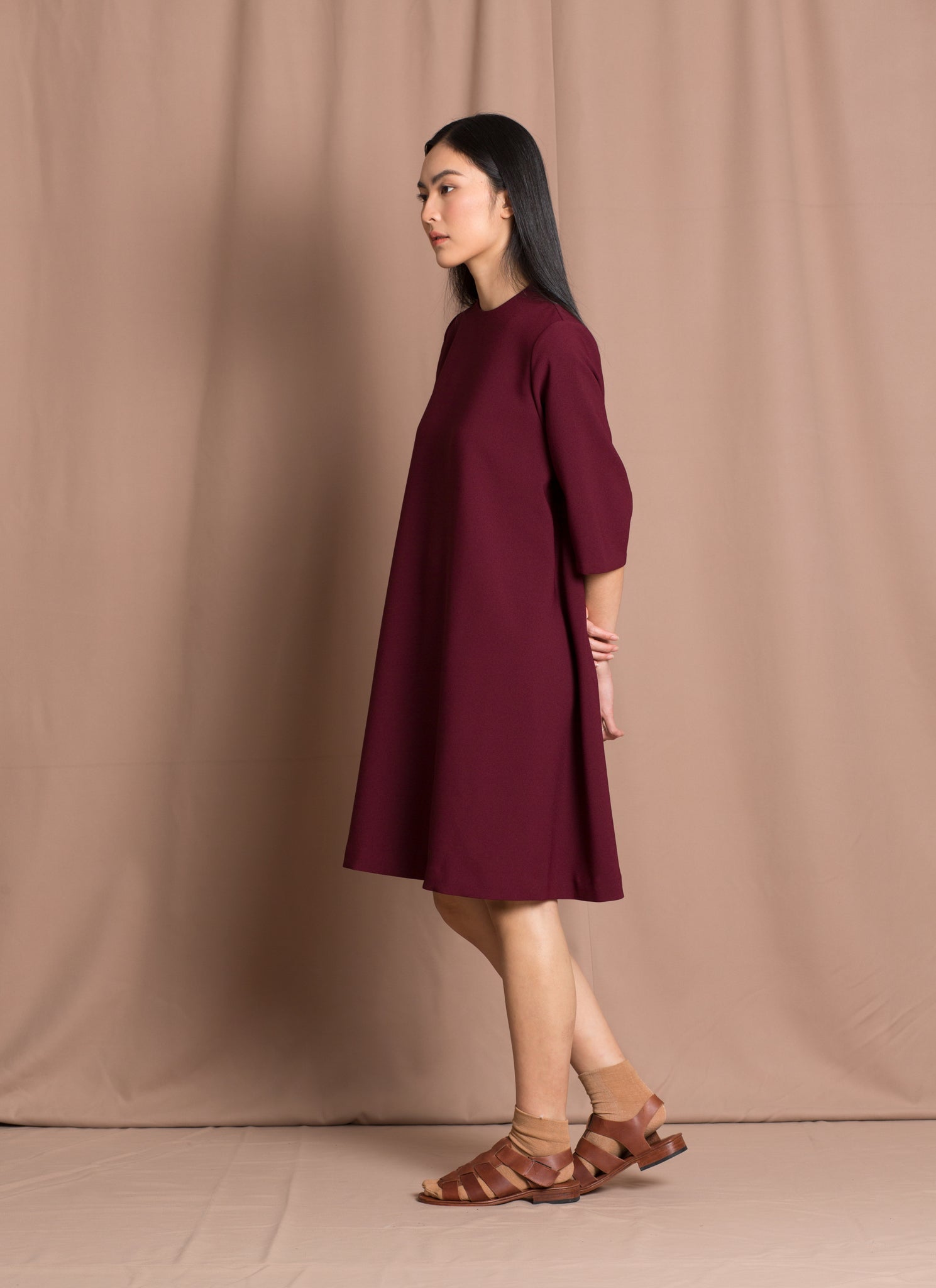 KAAREM - Marya 3/4 Sleeve A-Line Dress