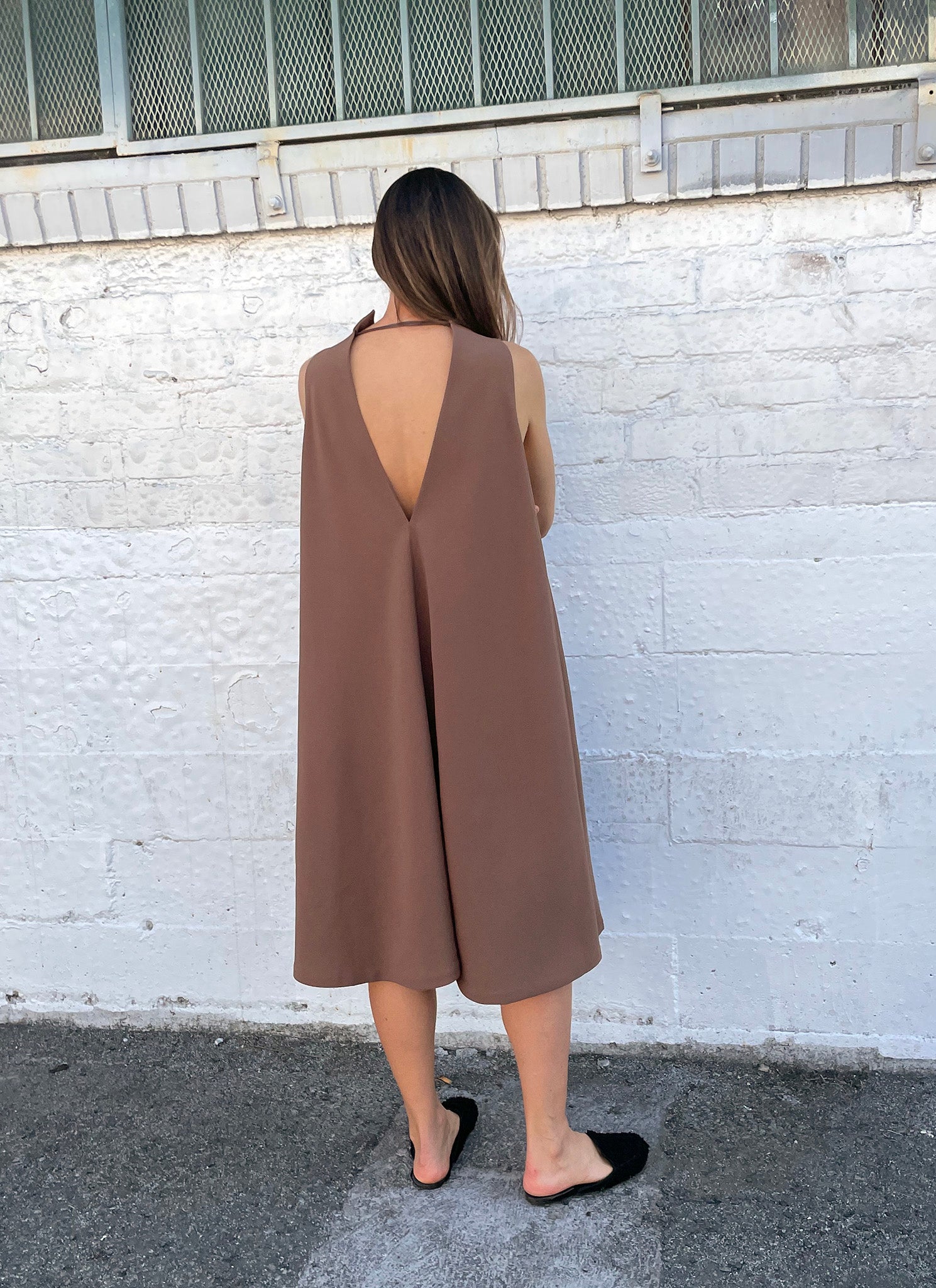 Punica Sleeveless V Back Dress - Cacao Brown