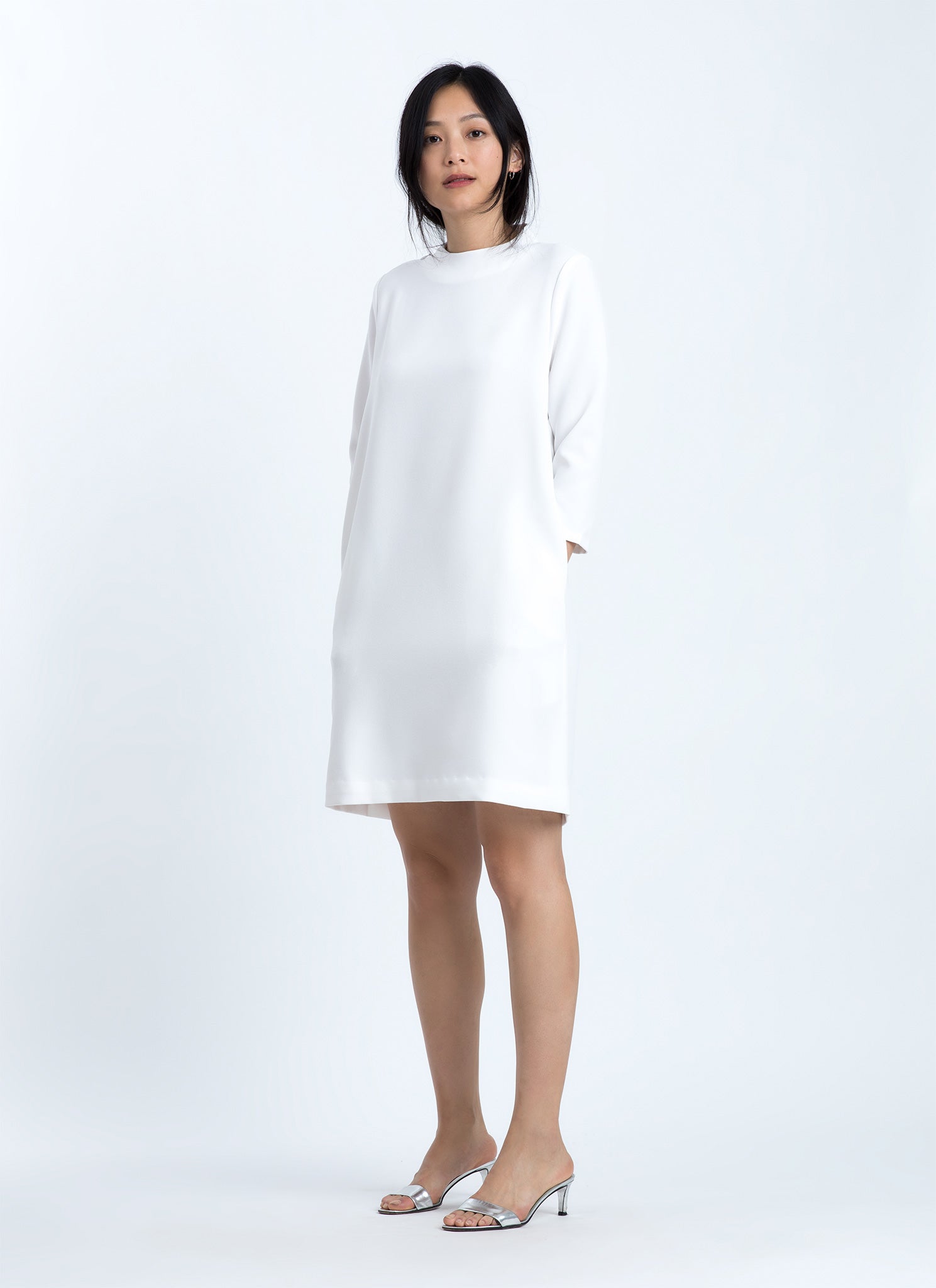 Pure 3/4 Sleeve Mockneck Dress Pure 3/4 Sleeve Mockneck Dress