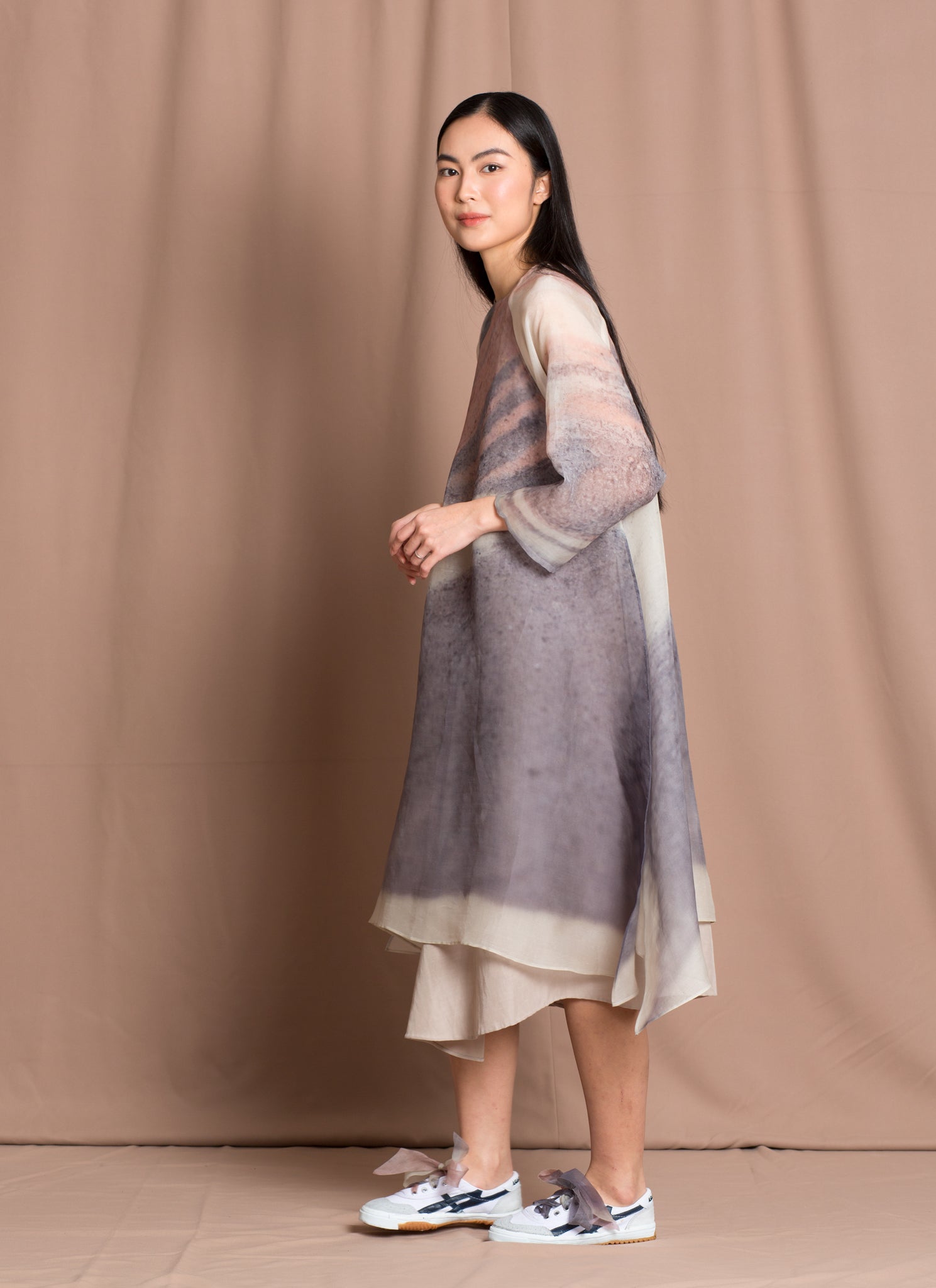 grey organza dress GABRIELLE DRESS IN SILK ORGANZA STONEY GREY S / STONEY GREY