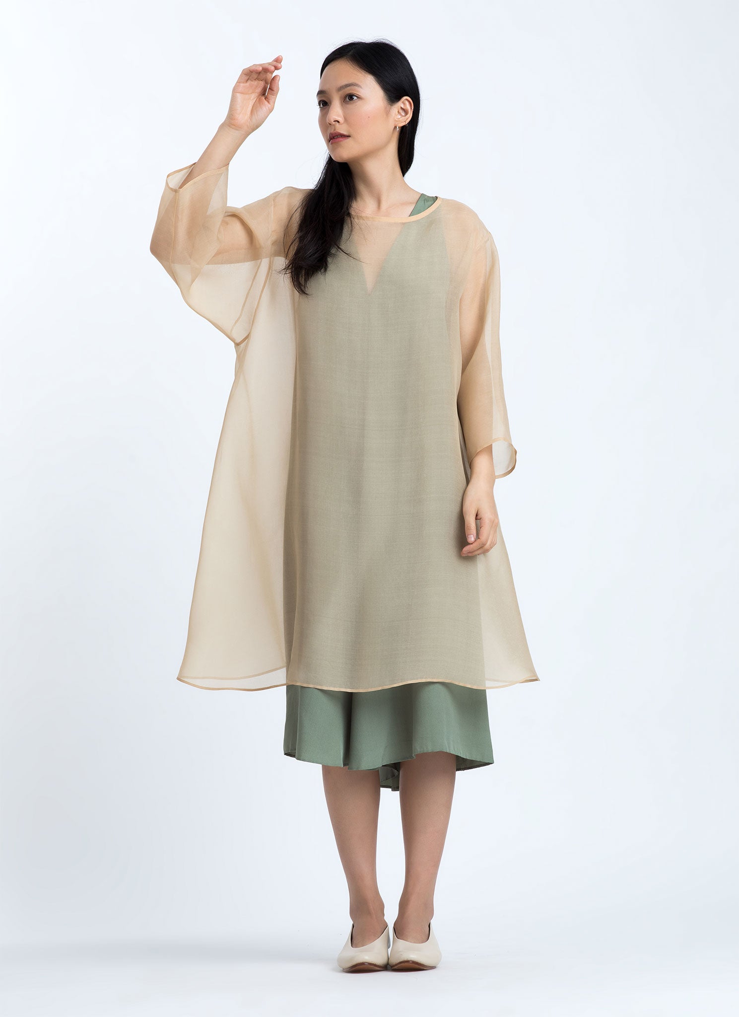 KAAREM - Grain Organza Silk Dress - Cream KAAREM - Grain Organza Silk Dress - Cream