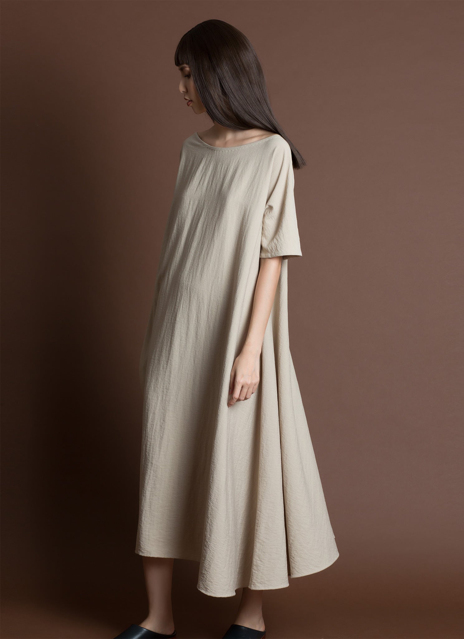 short tent dress Tofu Short Sleeve Boatneck Tent Dress