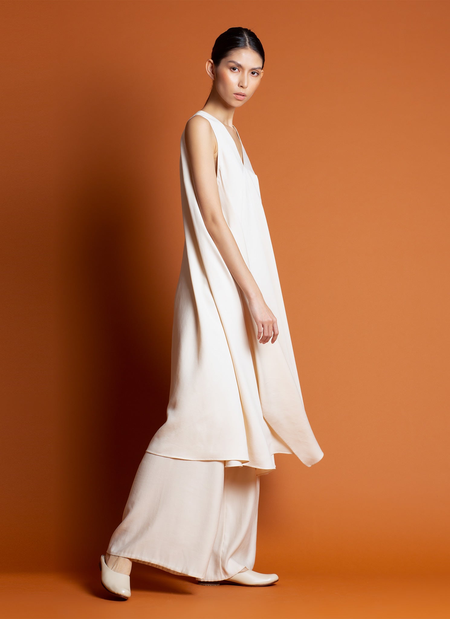 Tide Sleeveless V-Neck Tent Dress - Beige Tide Sleeveless V-Neck Tent Dress - Beige
