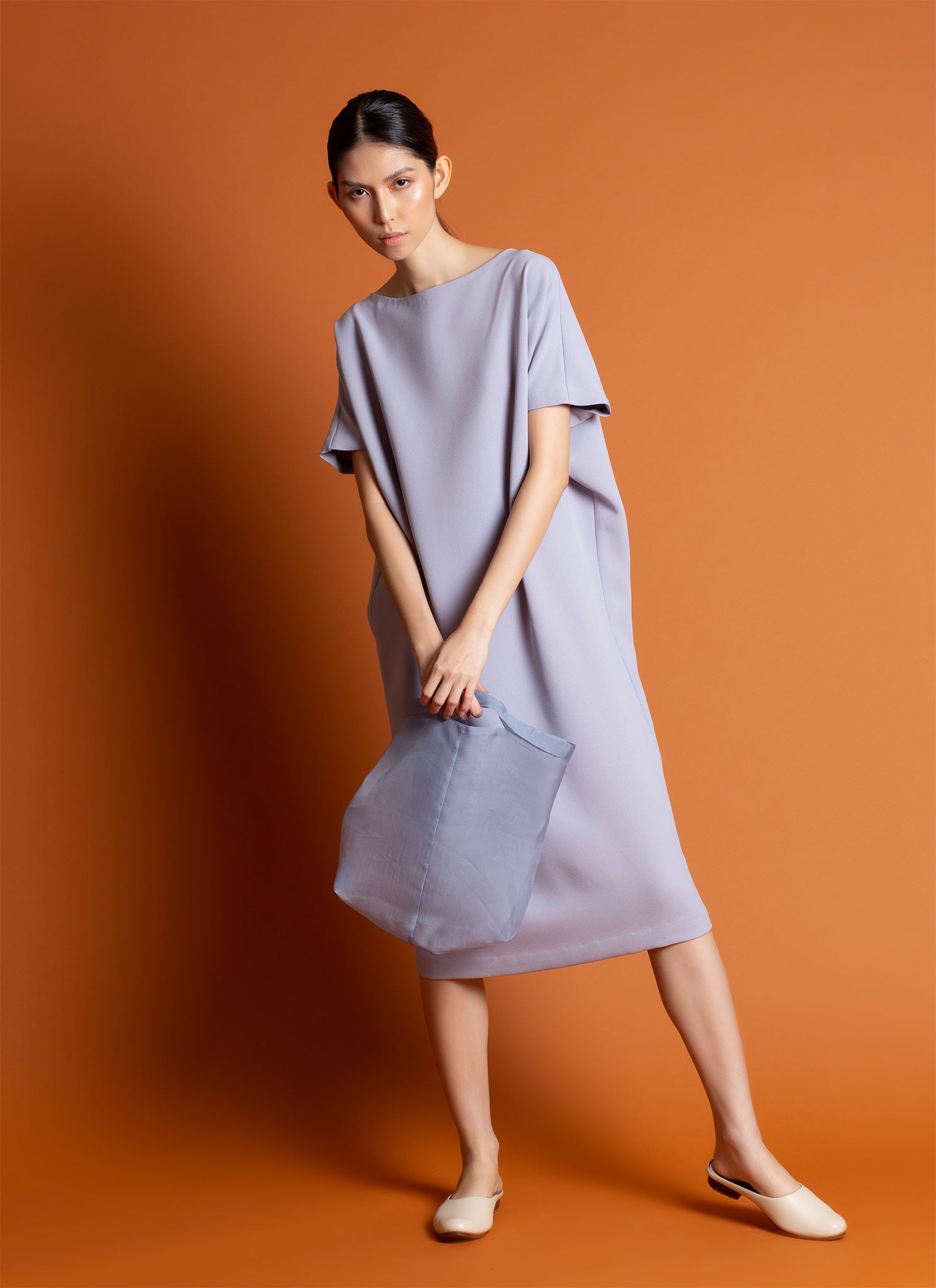 KAAREM - Triangle Midi Dolman Open Back Dress