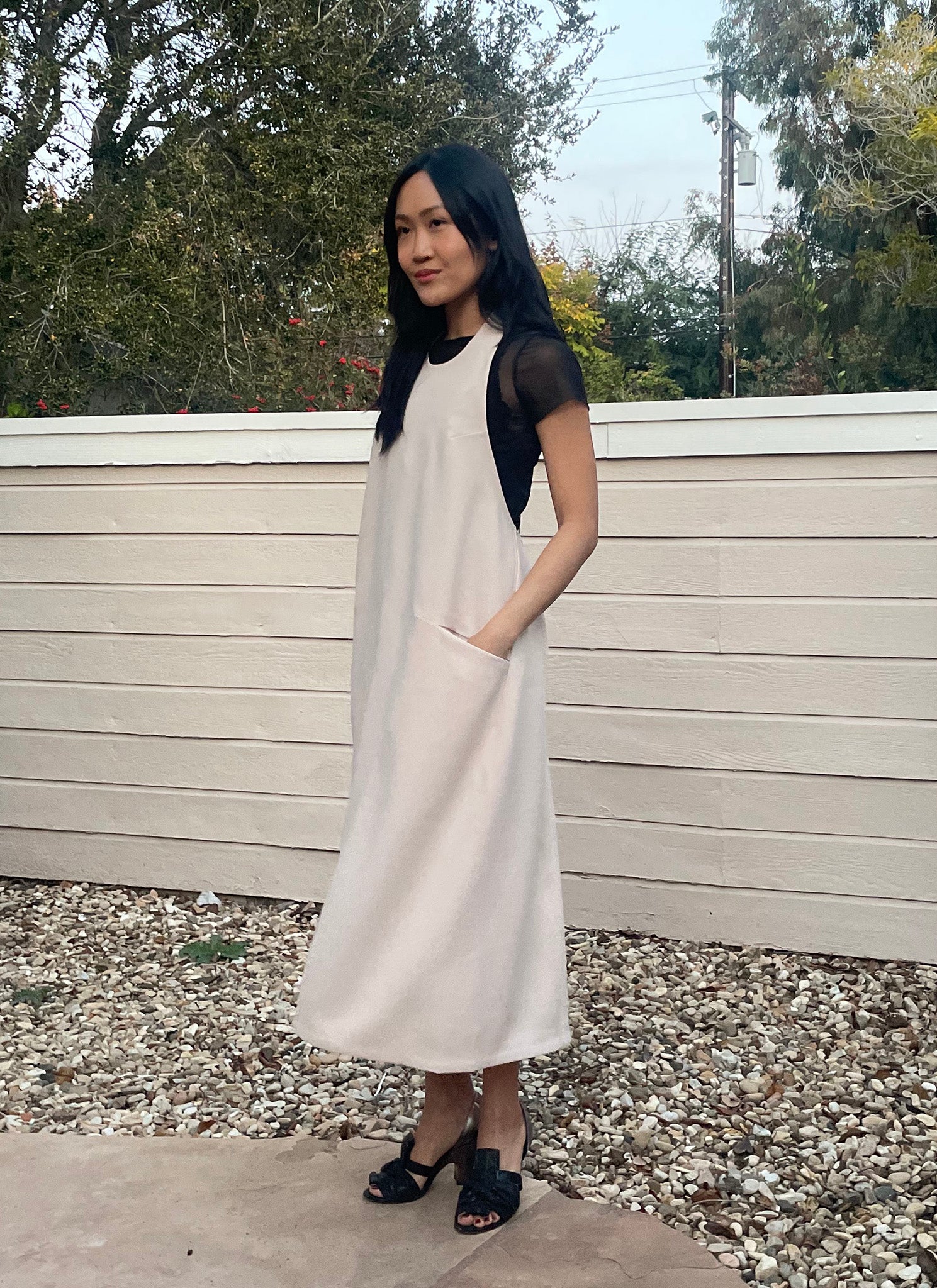 Weed Halter Pocket Dress w/ Removable Straps - Light Cream Weed Halter Pocket Dress w/ Removable Straps - Light Cream