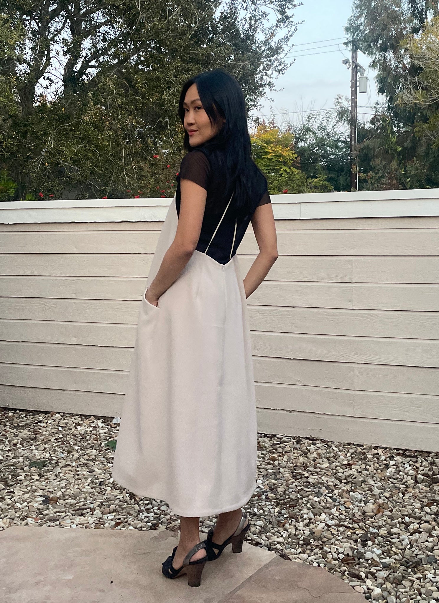 KAAREM - Weed Halter Pocket Dress w/ Removable Straps - Light Cream KAAREM - Weed Halter Pocket Dress w/ Removable Straps - Light Cream