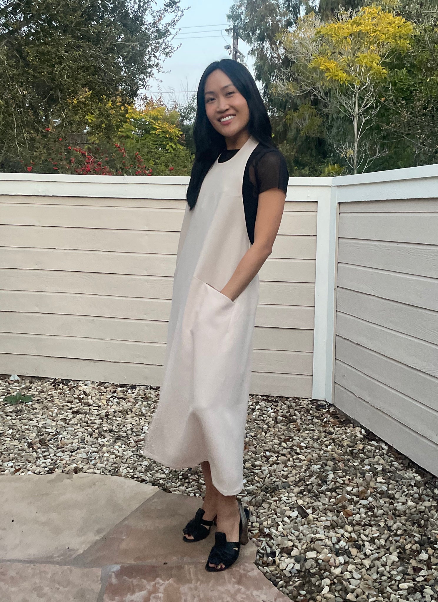 Weed Halter Pocket Dress w/ Removable Straps - Light Cream Weed Halter Pocket Dress w/ Removable Straps - Light Cream