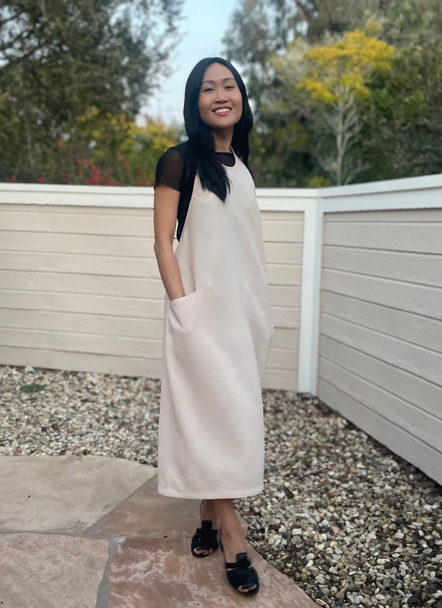Weed Halter Pocket Dress w/ Removable Straps - Light Cream Weed Halter Pocket Dress w/ Removable Straps - Light Cream