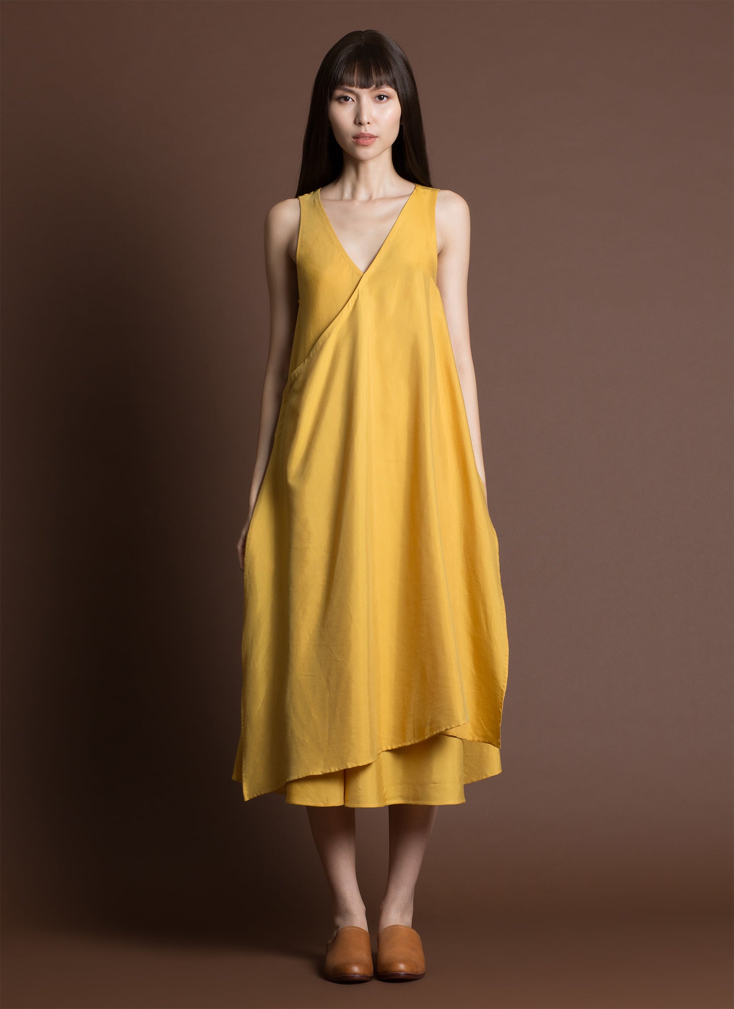 chinese dress ladies Papen Sleeveless Wrap Layered Midi Dress
