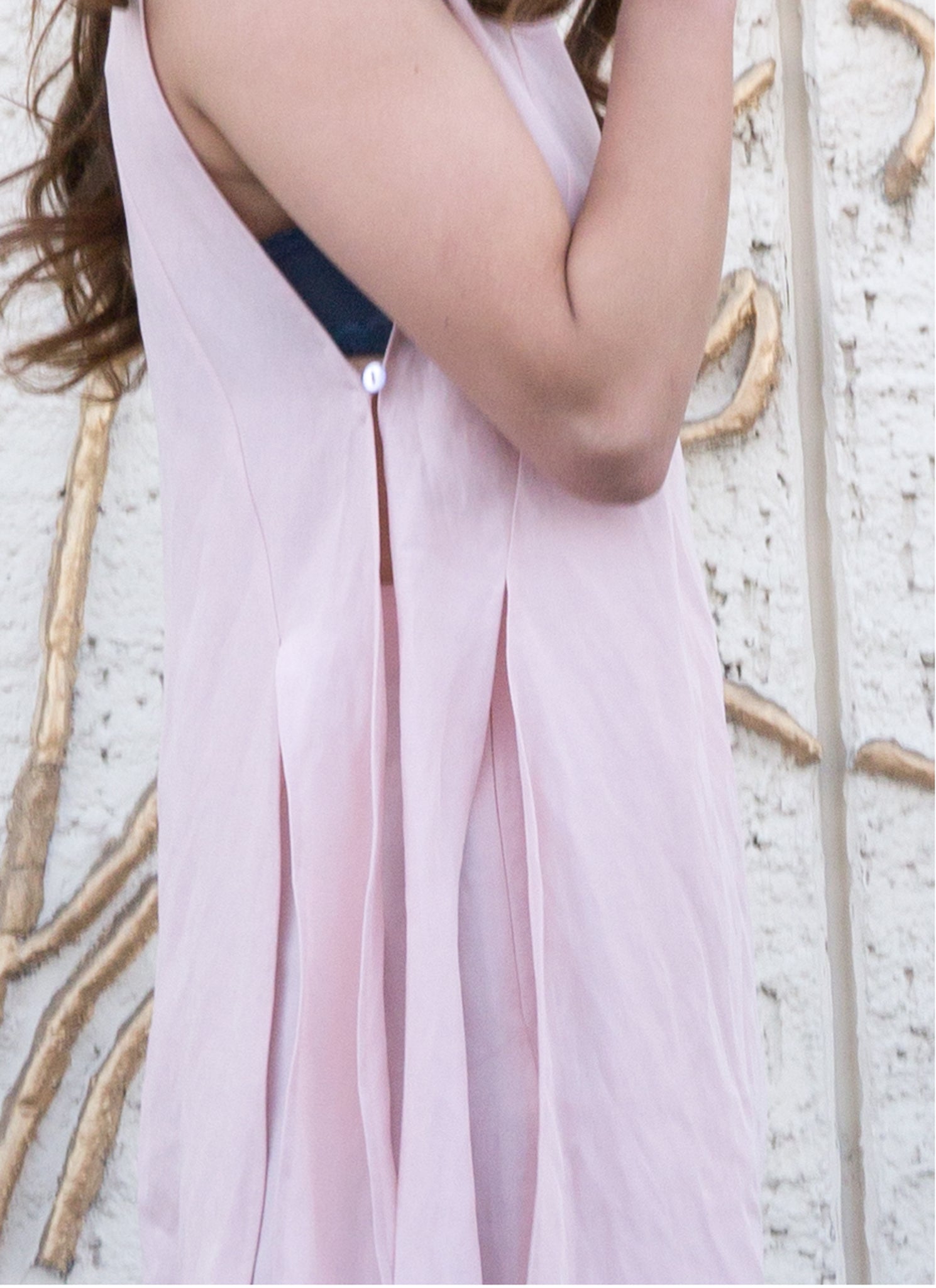KAAREM - Peach Sleeveless Side Slit + Split Tie Tunic/Top