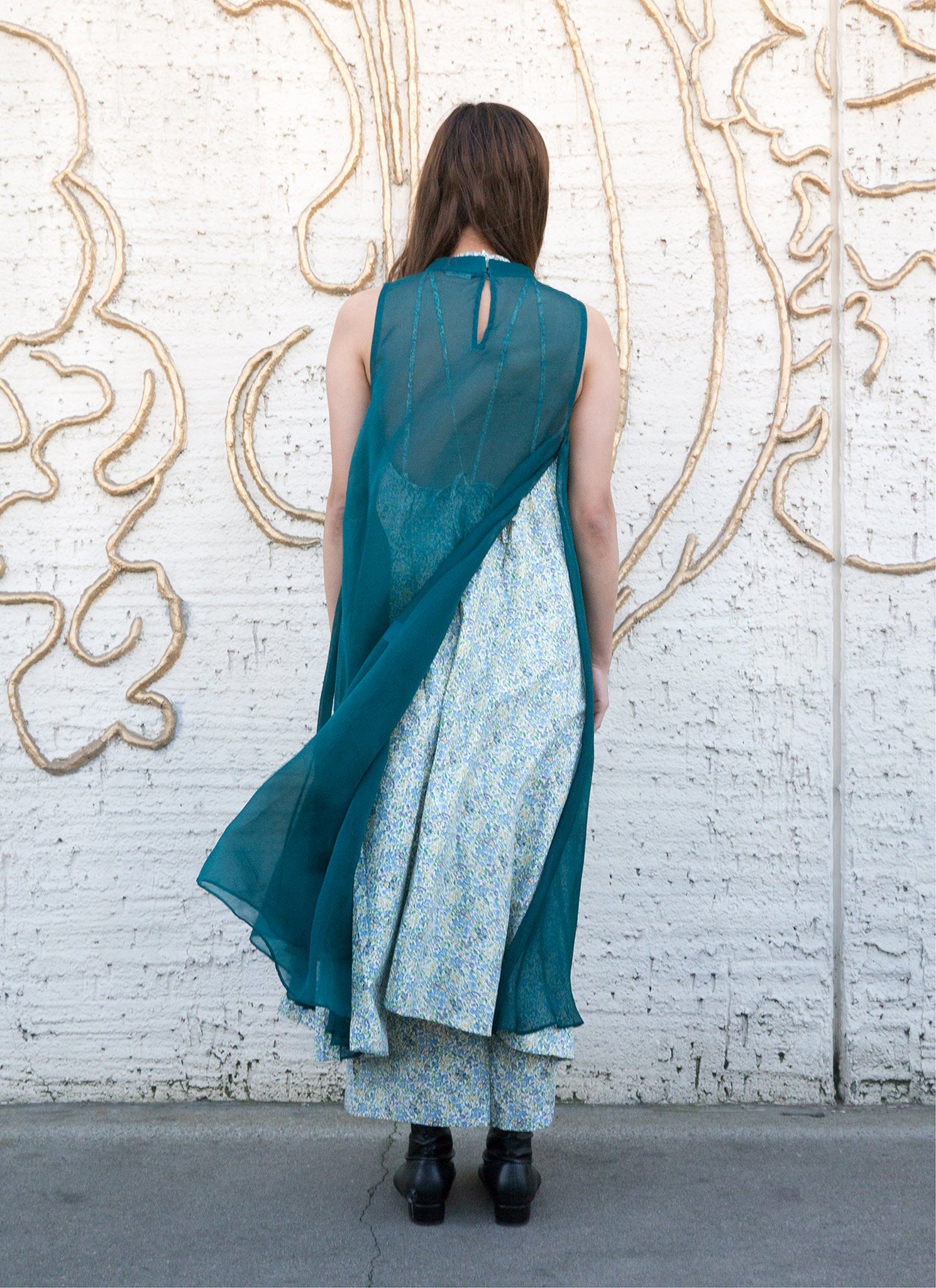 KAAREM - Glass Overlap Side Slit Organza Silk Dress KAAREM - Glass Overlap Side Slit Organza Silk Dress
