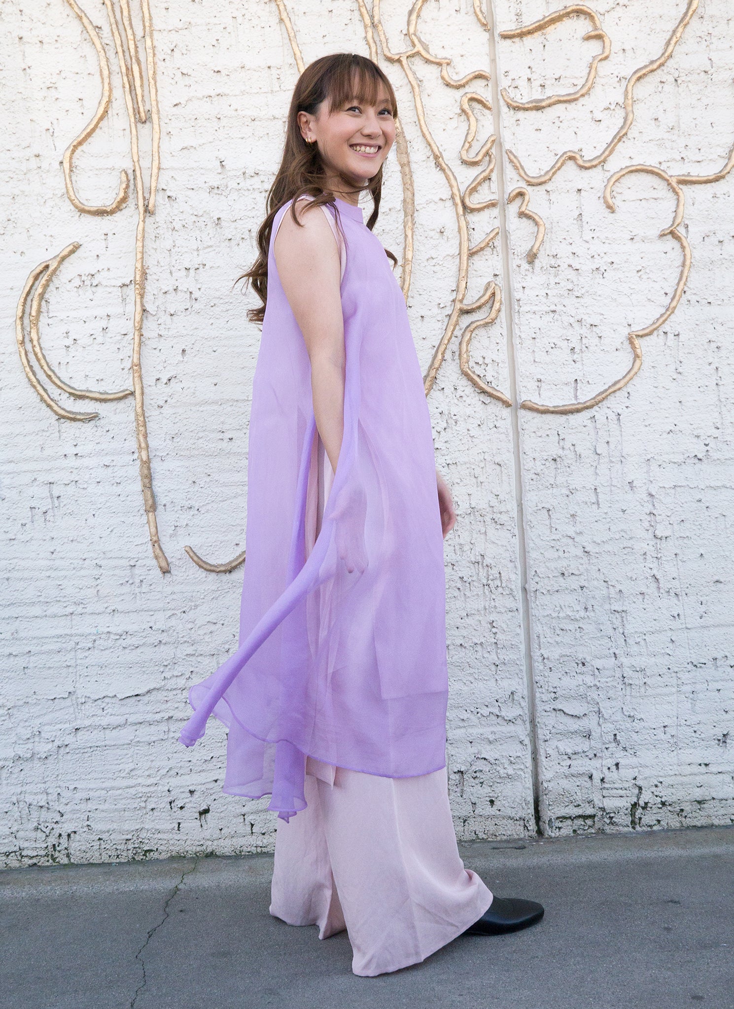 KAAREM - Glass Overlap Side Slit Organza Silk Dress KAAREM - Glass Overlap Side Slit Organza Silk Dress