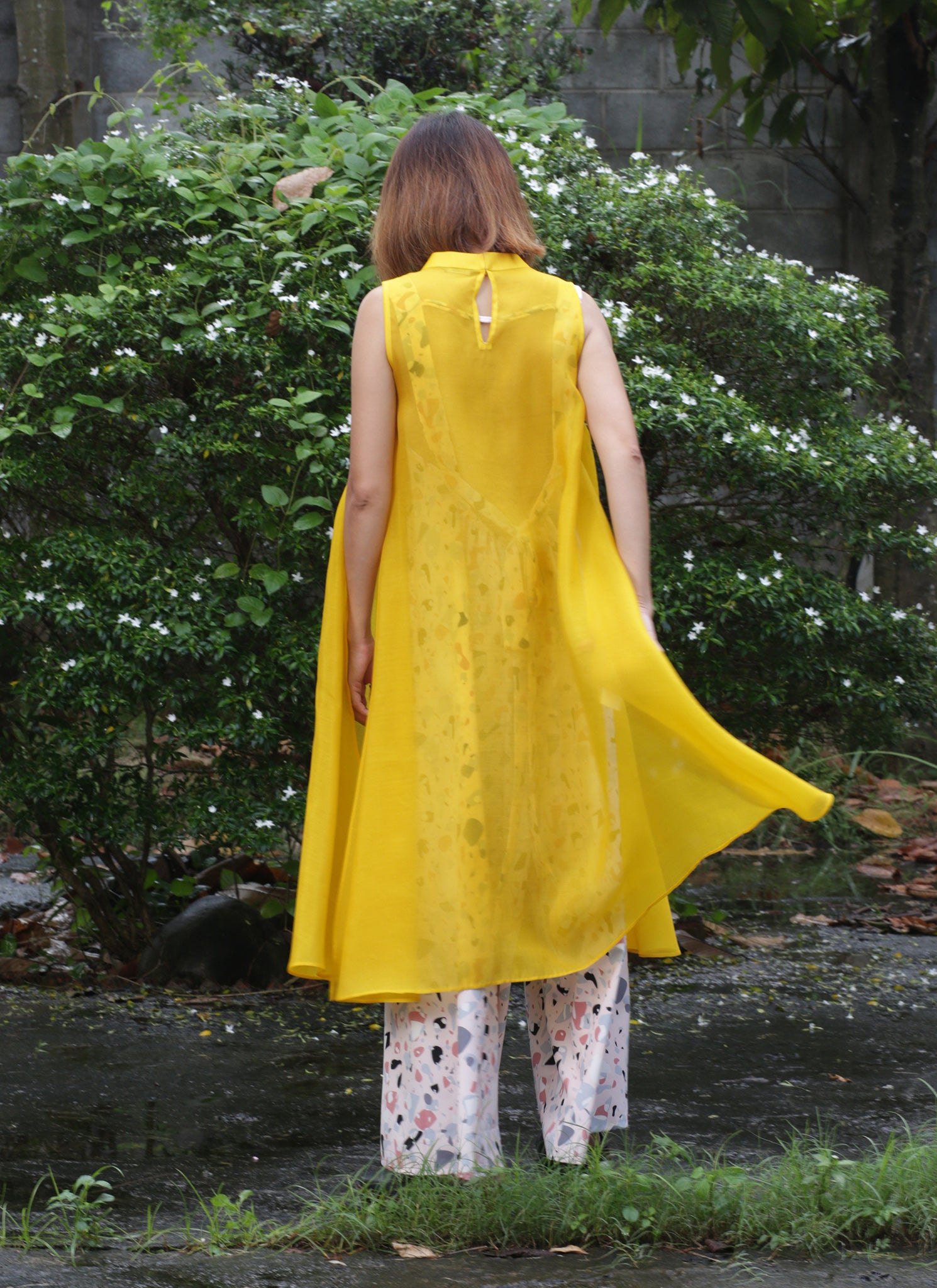 Gauchère gradient-effect silk dress - Yellow