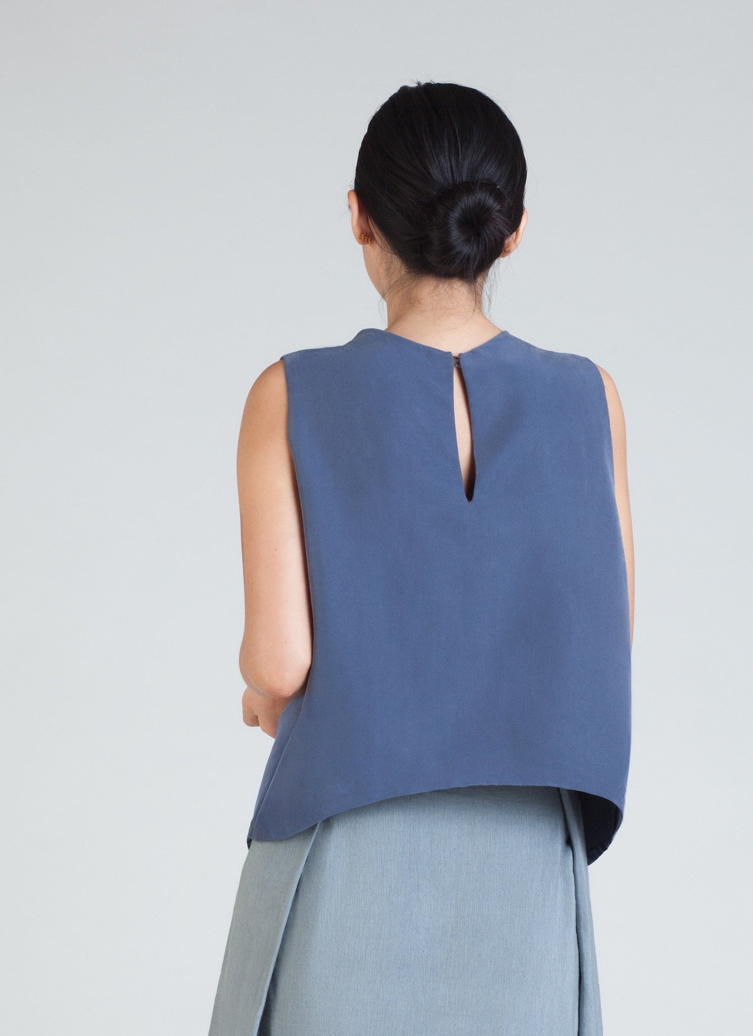 KAAREM - Petal Dropped Arm Tank - Slate Blue