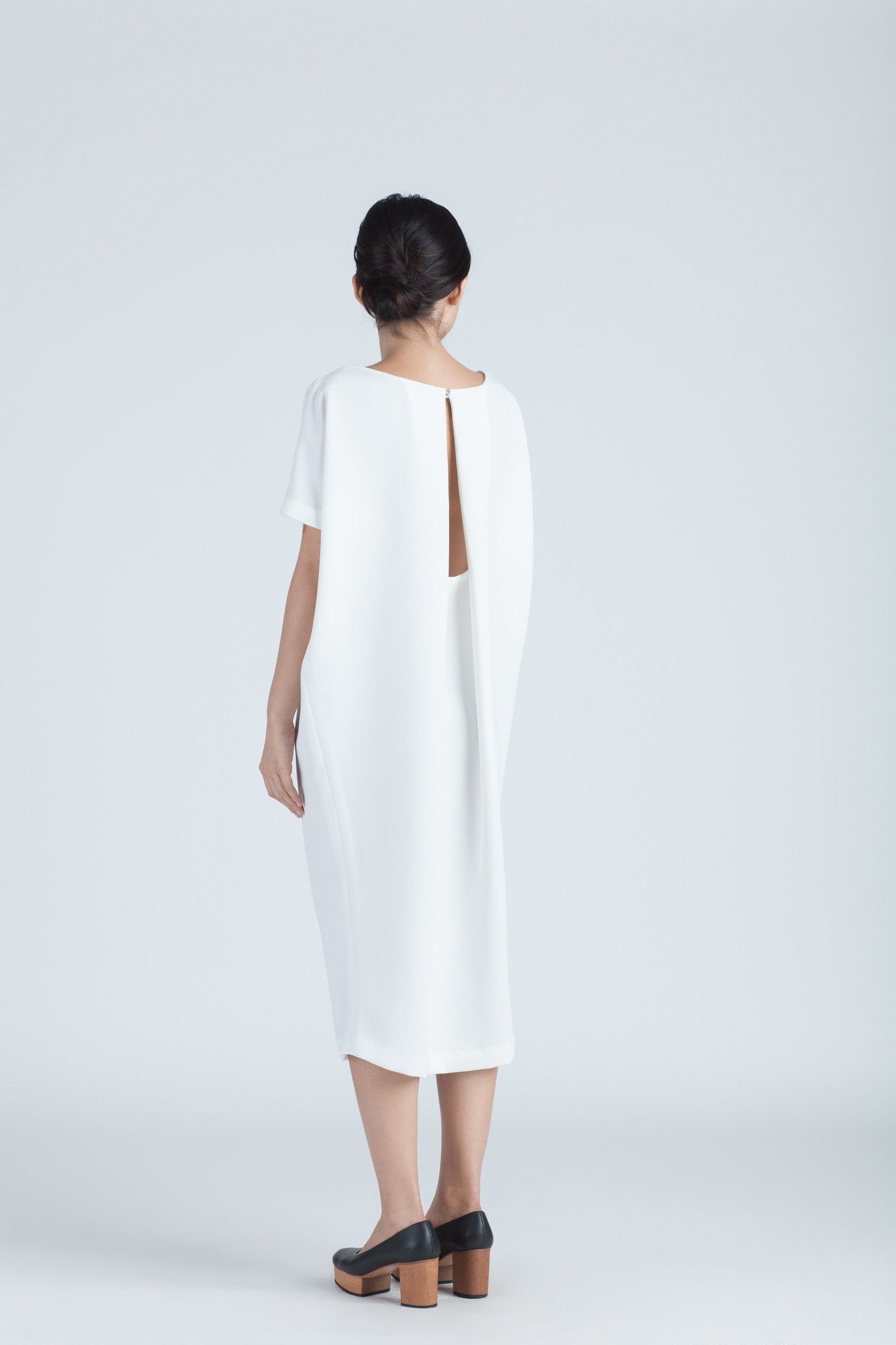 KAAREM - Triangle Midi Dolman Open Back Dress - White
