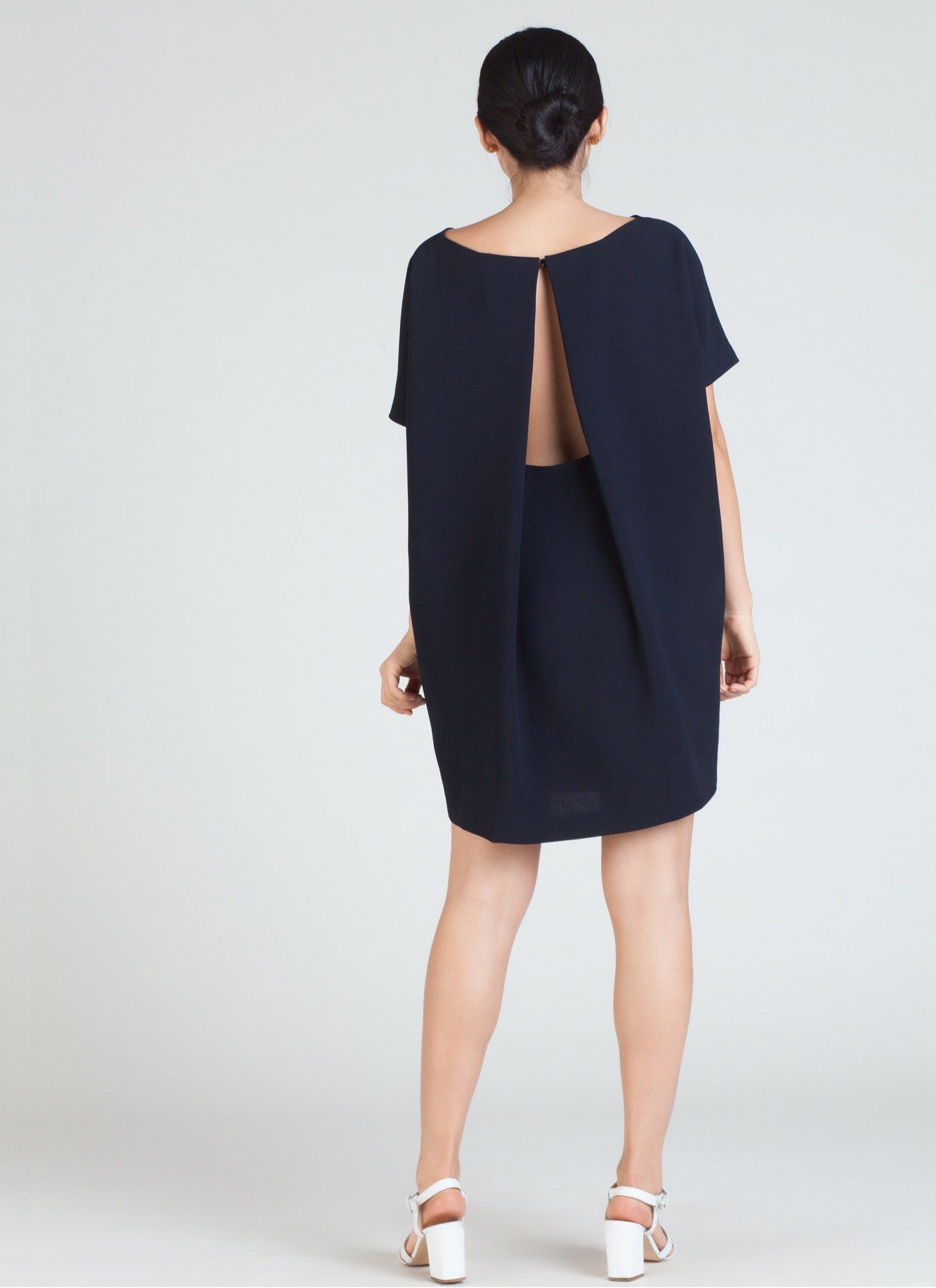 KAAREM - Angle Mini Dolman Open Back Dress - Black Blue KAAREM - Angle Mini Dolman Open Back Dress - Black Blue