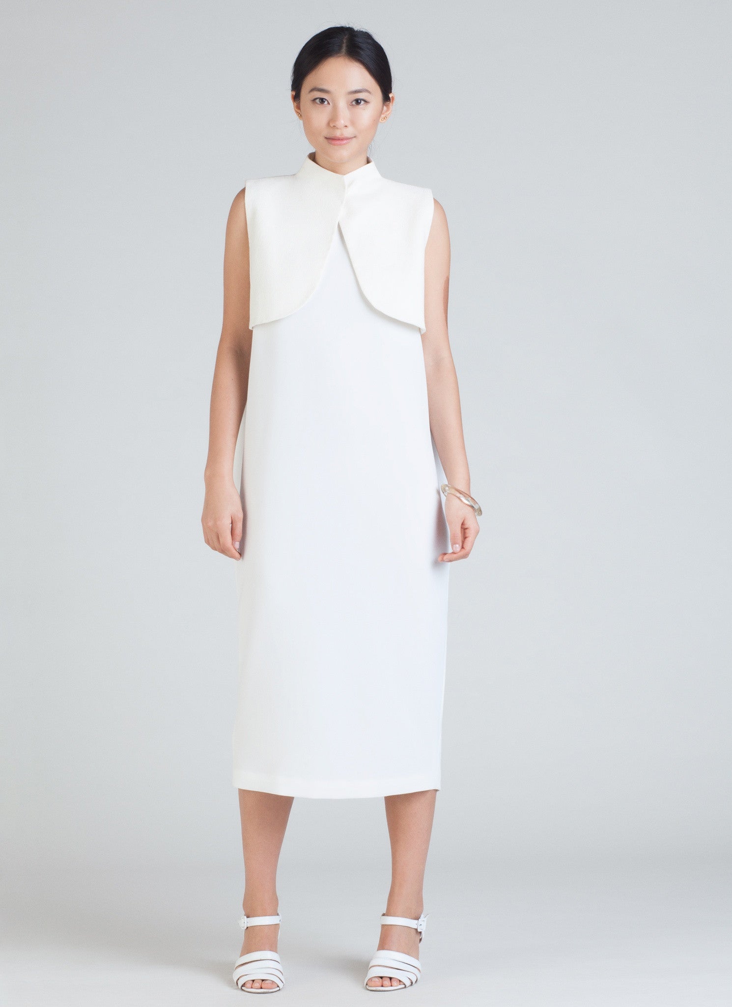 High collar white dress online
