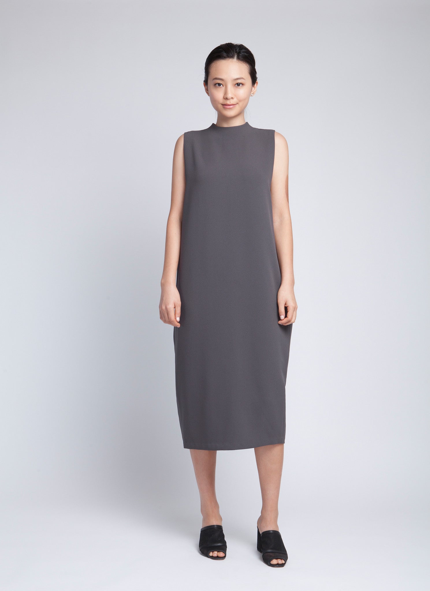 High collar 2024 midi dress