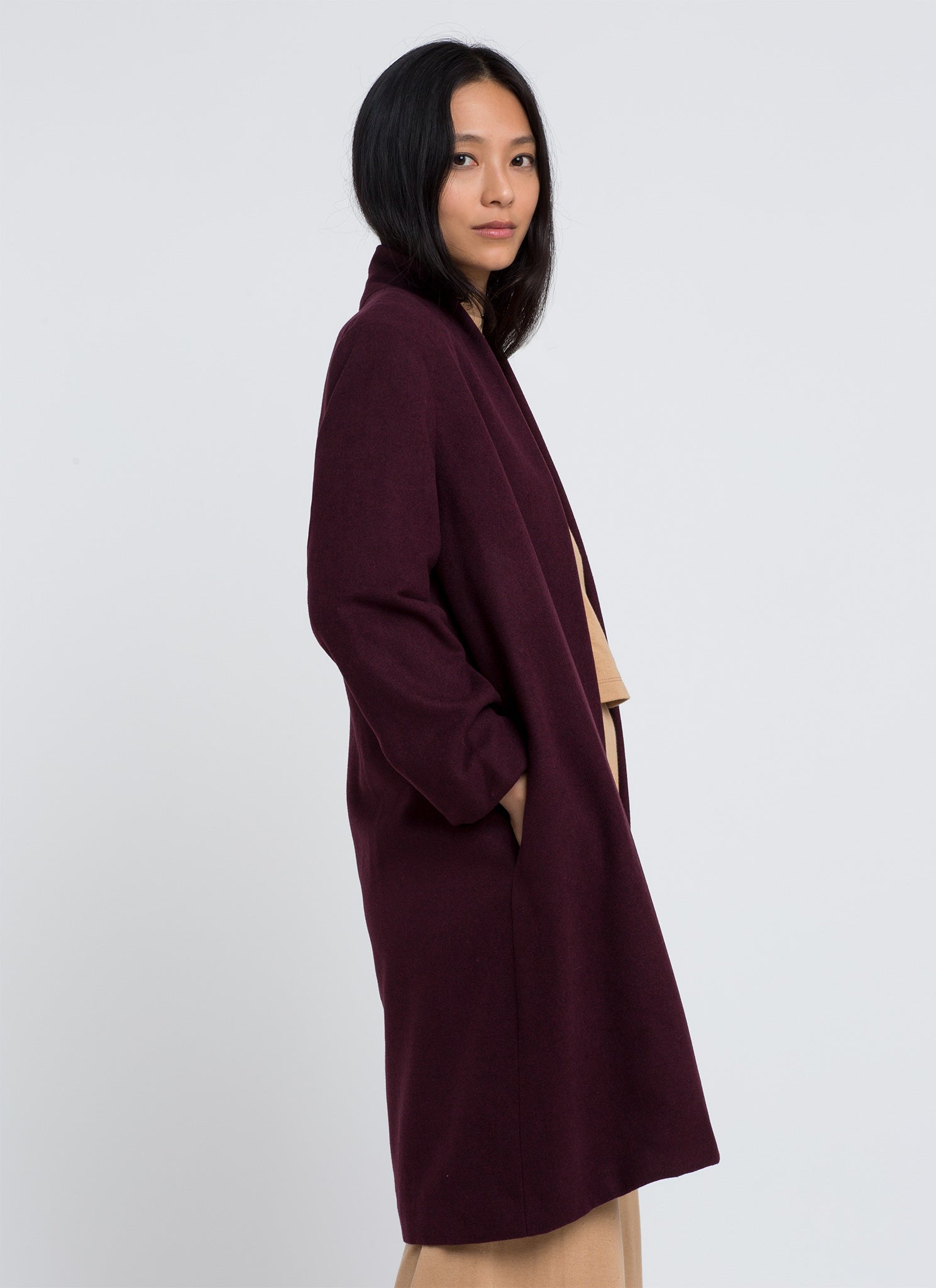 KAAREM - Changes Shawl Collar Long Sleeve Jacket - Eggplant