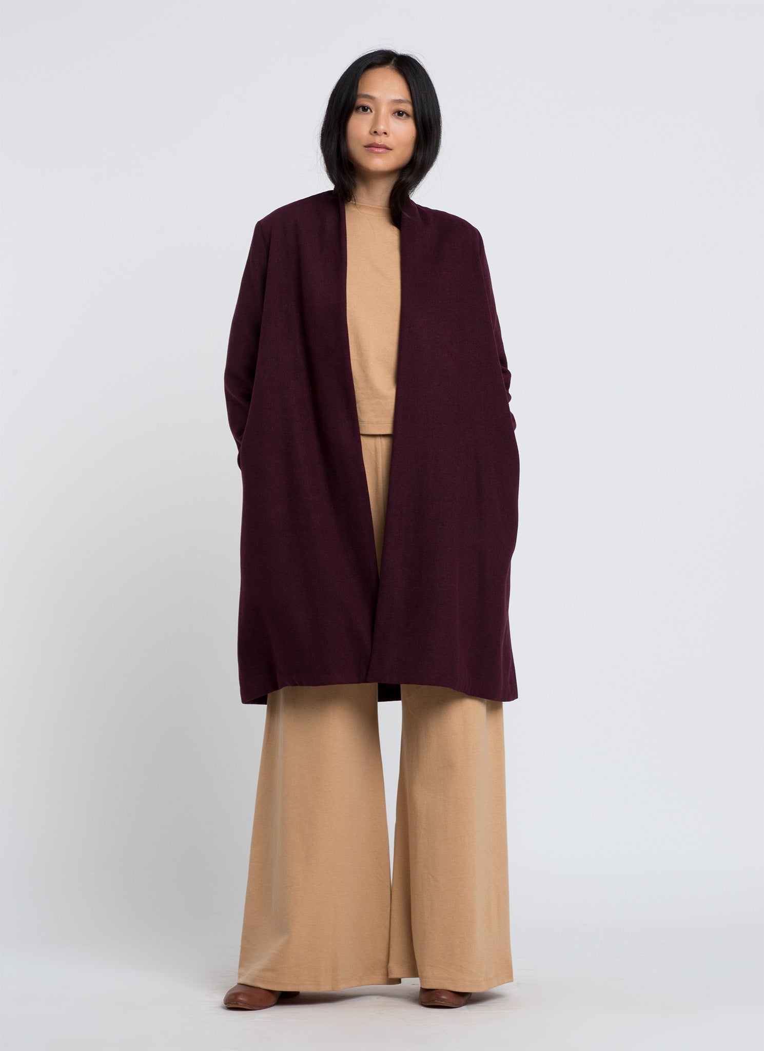 KAAREM - Changes Shawl Collar Long Sleeve Jacket - Eggplant