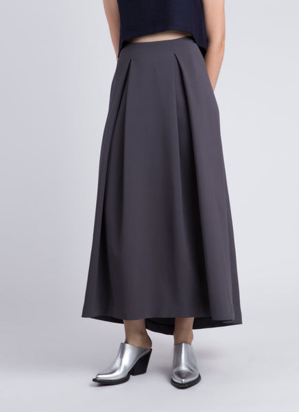 KAAREM - Ring Pleated Maxi Skirt - Dark Grey