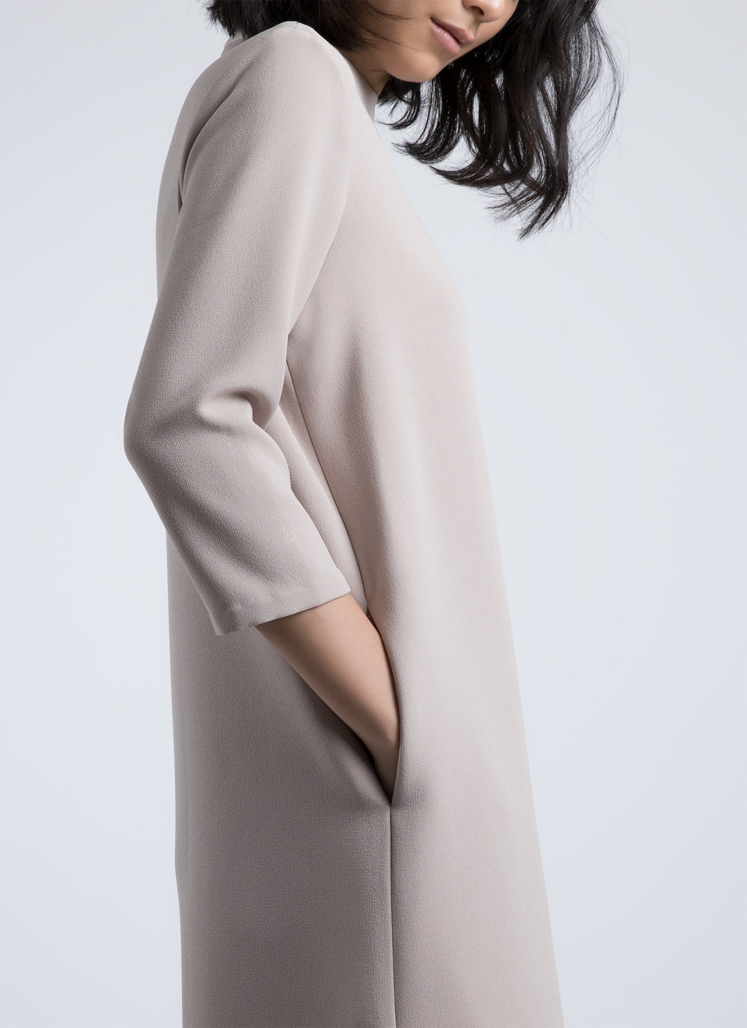 KAAREM - Pure 3/4 Sleeve Mockneck Dress - Cream KAAREM - Pure 3/4 Sleeve Mockneck Dress - Cream